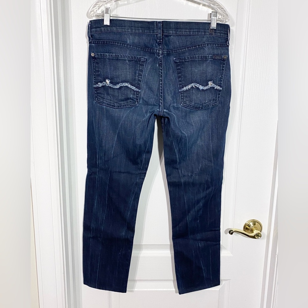 Y2K 7FAM Josefina Crystal Pocket Skinny Boyfriend Jeans 29 USA 7 For All Mankind